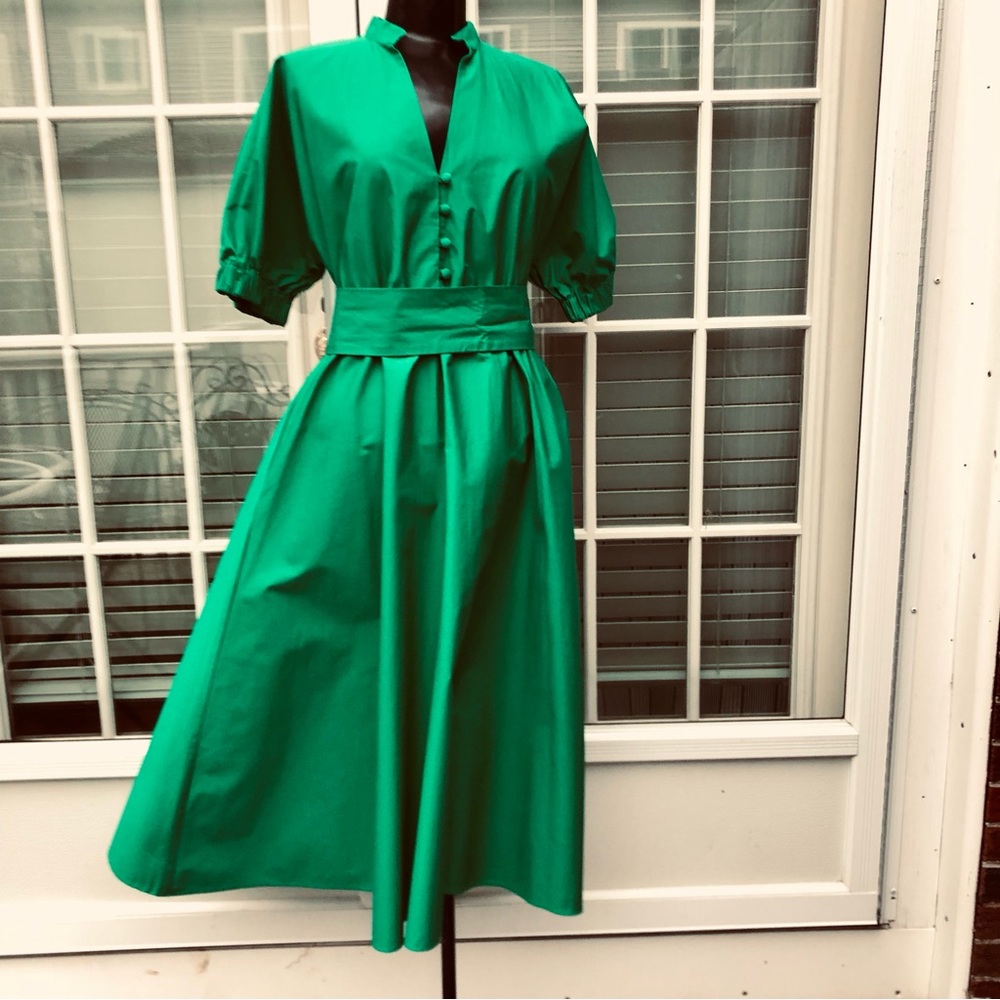 ZARA Cotton Bright Green Dress!